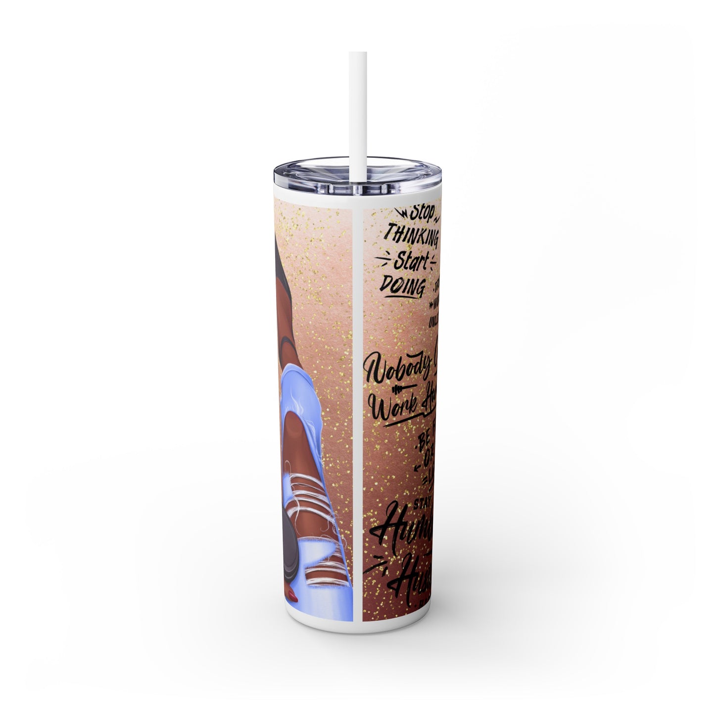 Rise and Grind Skinny Tumbler with Straw, 20oz