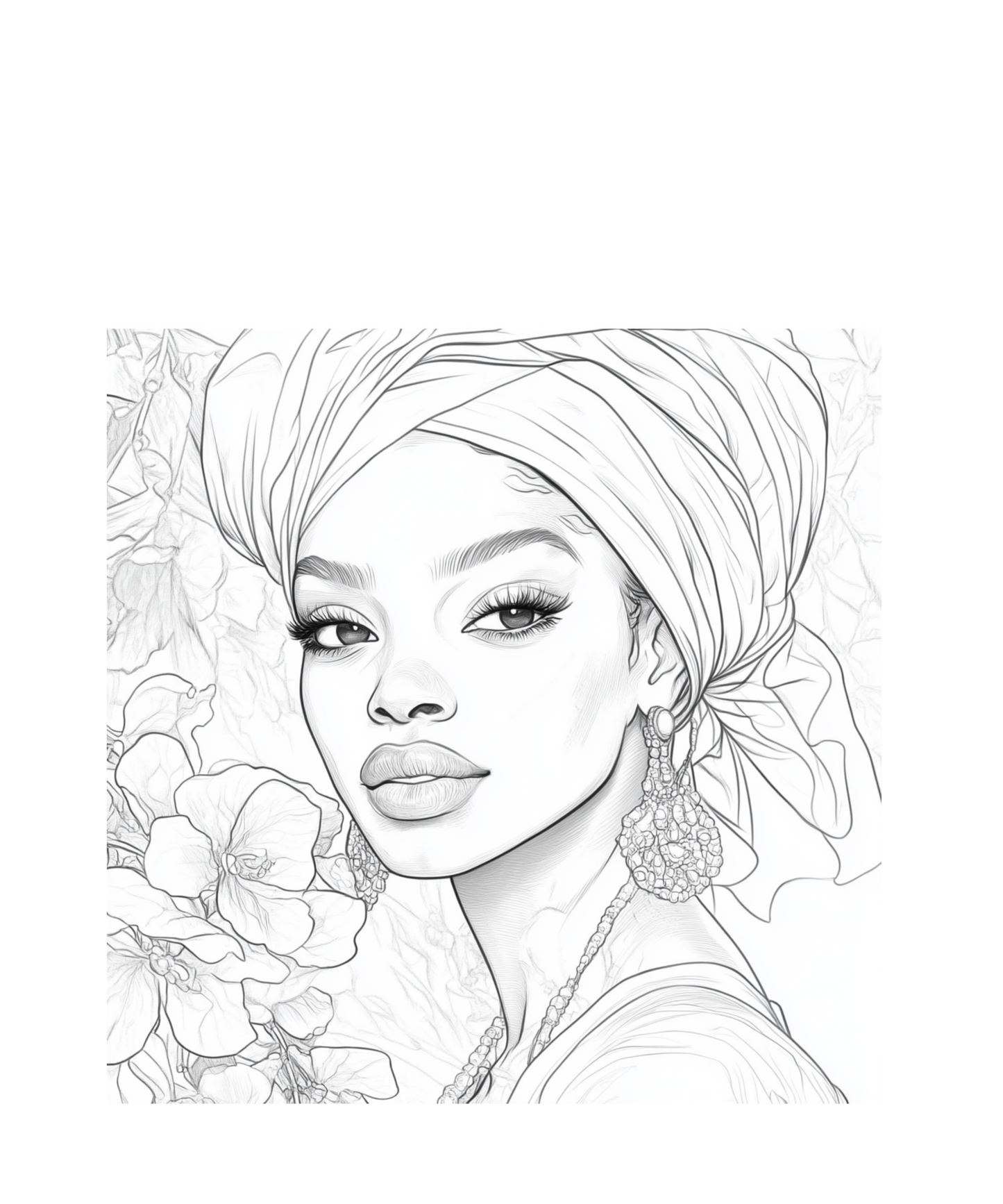 Beautiful black woman digital art coloring pages