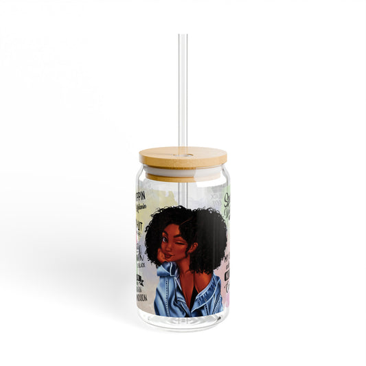 Black Woman Sipper Glass, 16oz