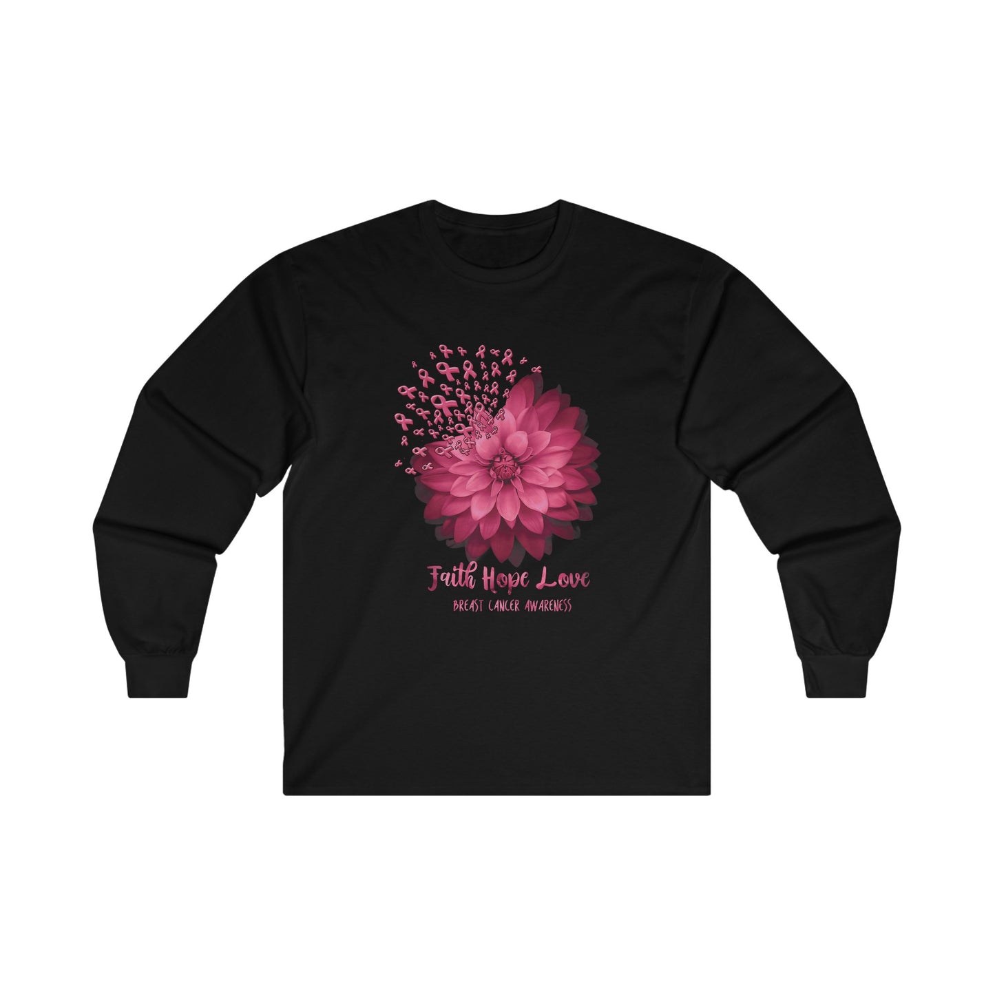 Faith Hope Love Breast Cancer Awareness Long Sleeve Tee