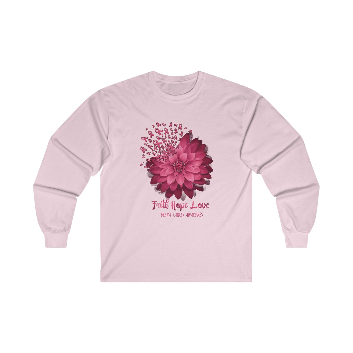 Faith Hope Love Breast Cancer Awareness Long Sleeve Tee