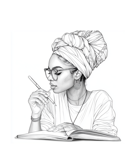 Beautiful black woman digital art coloring pages