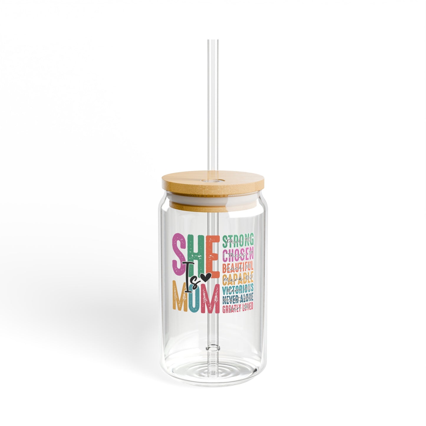 She Is Mom Sipper Glass, 16oz