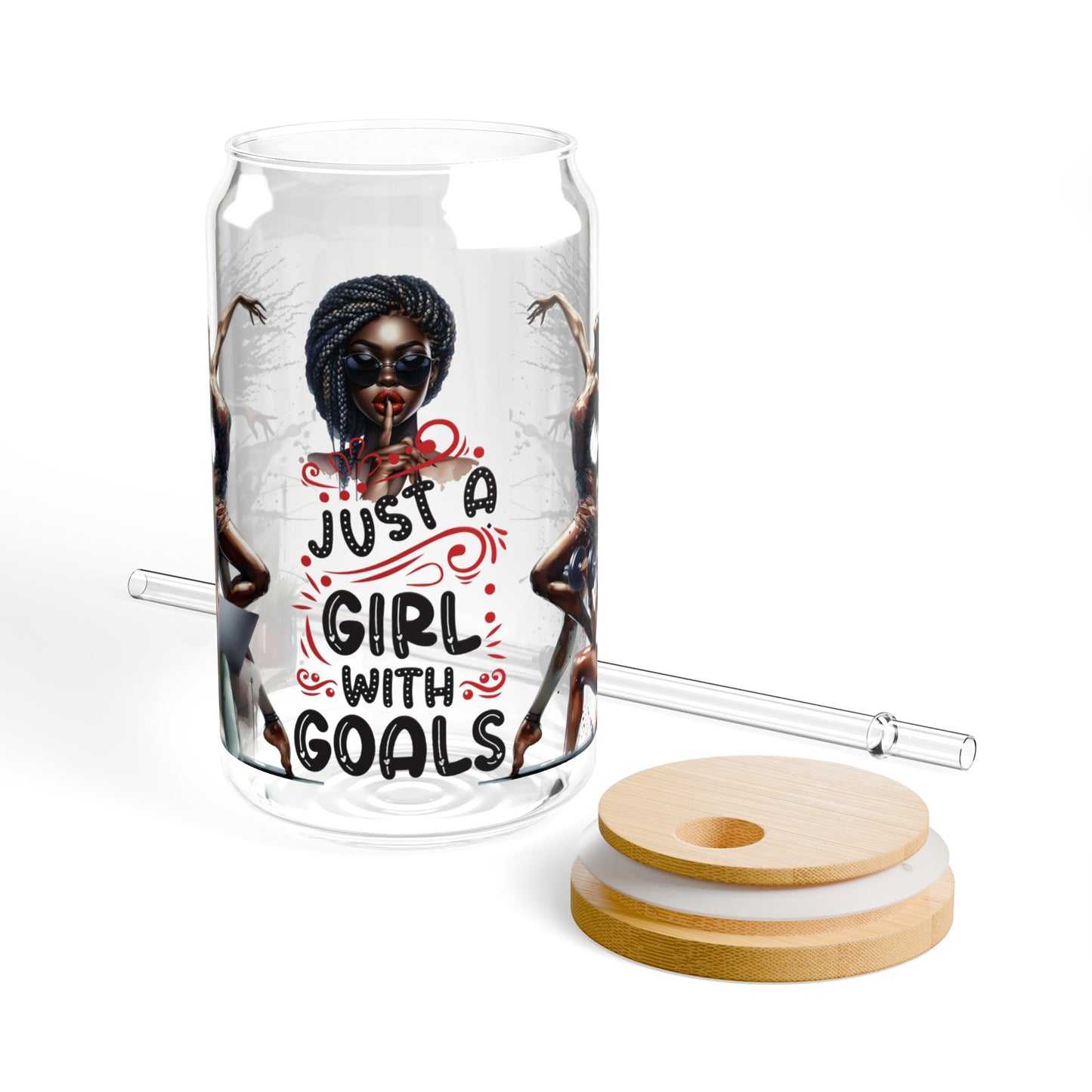 Just a Girl with Goals Sipper Glass, 16oz