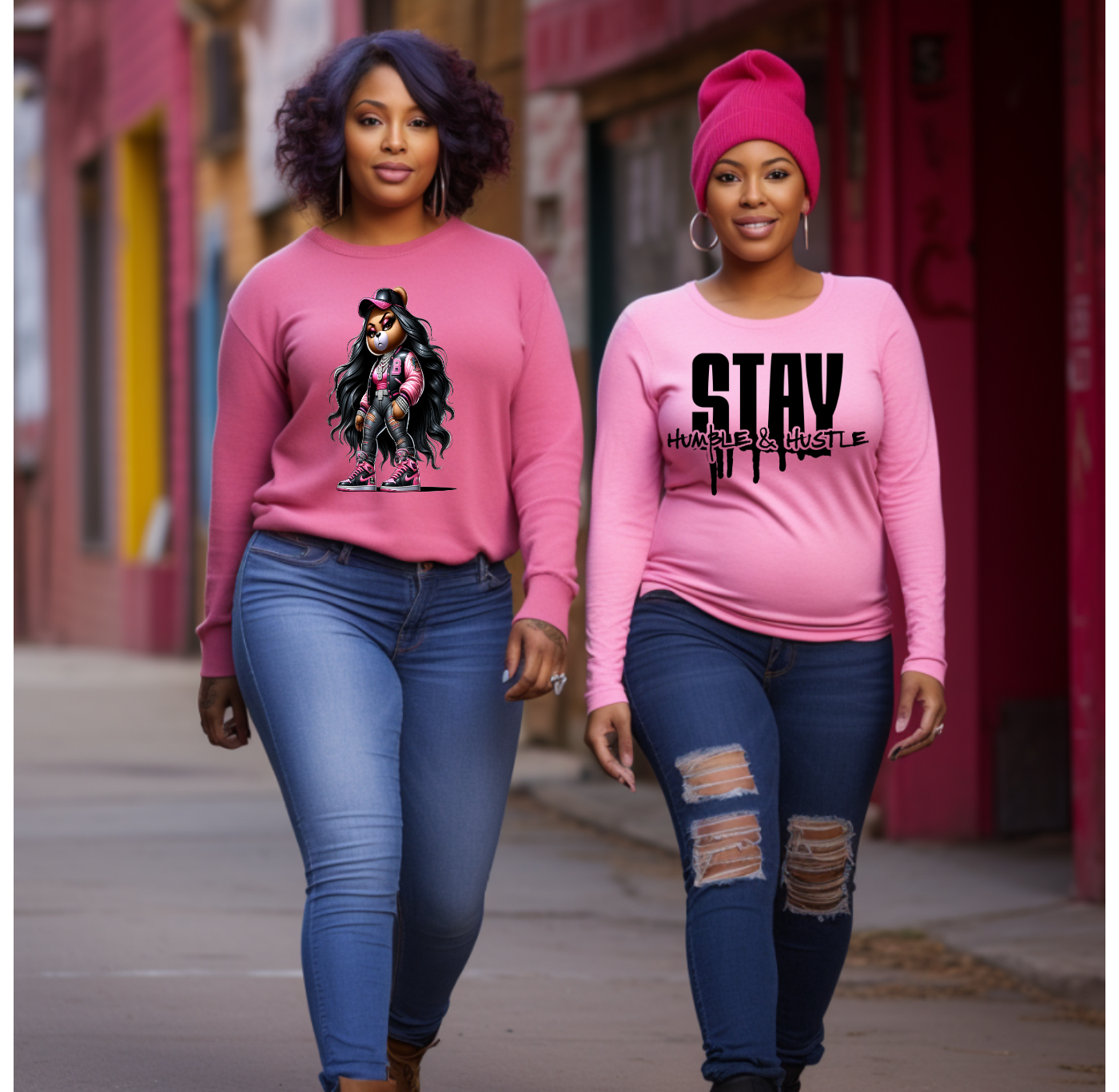 Varsity Blues Pink Lady Long Sleeve Tee