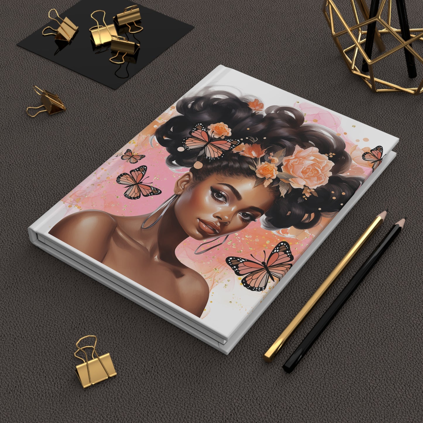 Black Women Glow Different Hardcover Journal Matte