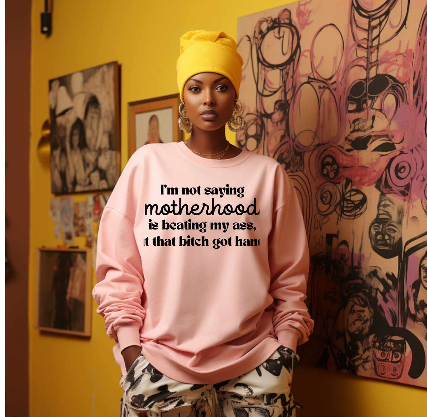 Motherhood Got Hands Crewneck Sweatshirt