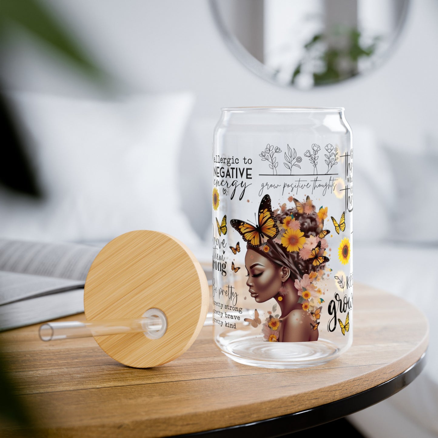 Beautiful Black Woman Sipper Glass, 16oz