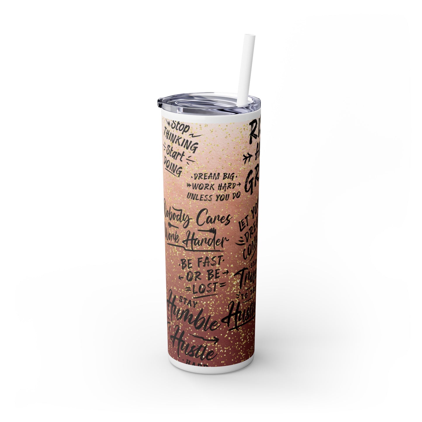 Rise and Grind Skinny Tumbler with Straw, 20oz