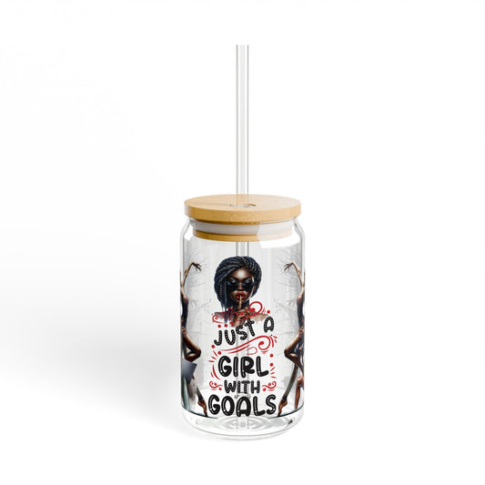 Just a Girl with Goals Sipper Glass, 16oz