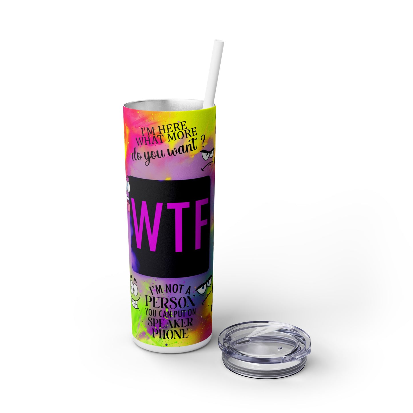 WTF Skinny Tumbler with Straw, 20oz