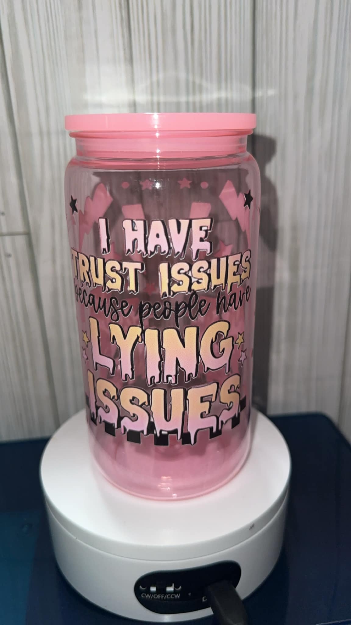 I have trust issues adult acrylic tumbler cup