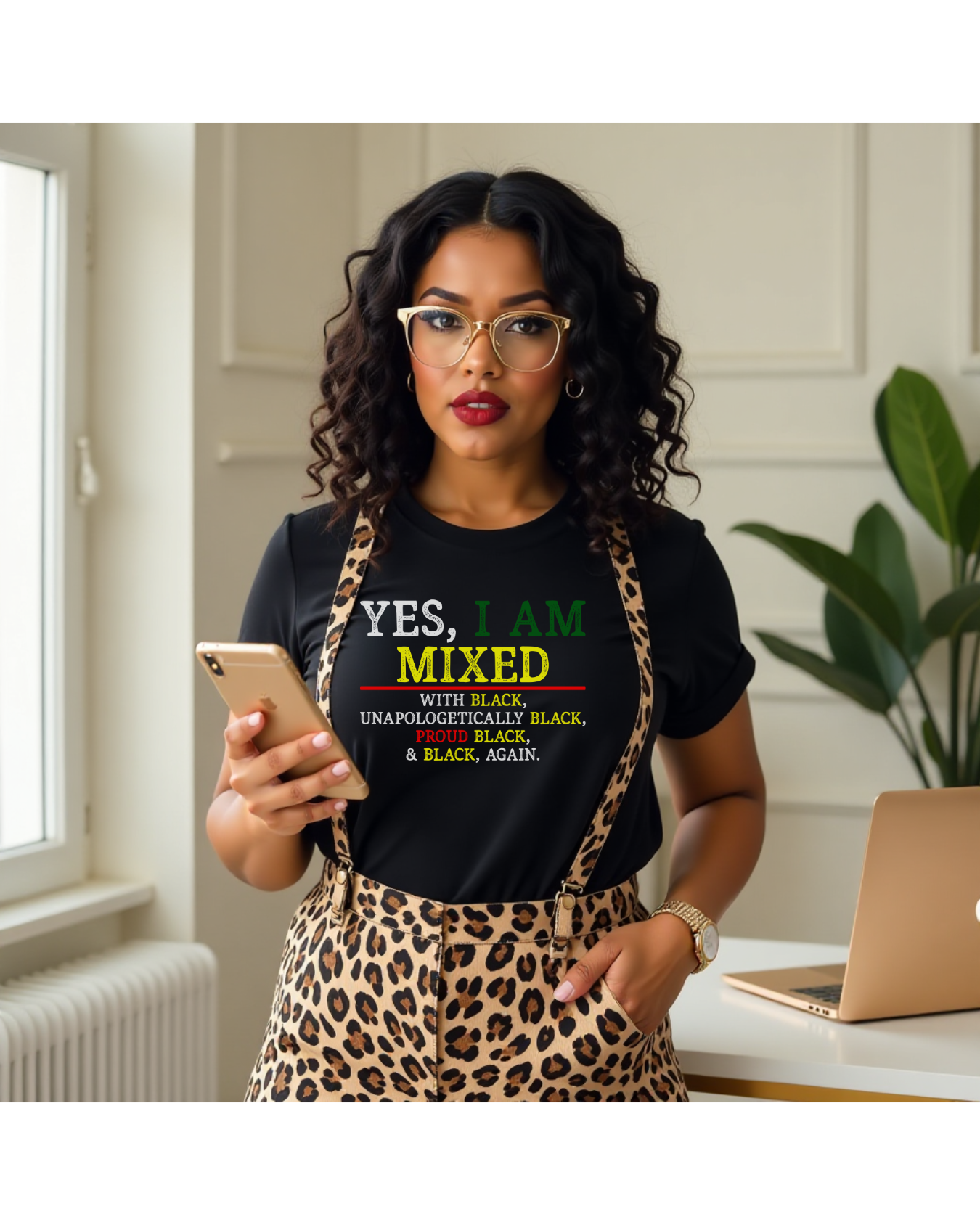 T-Shirt Yes I Am Mixed With Black Unisex Tee